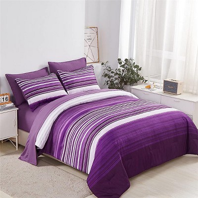 Hub Styler Twin Patchwork Striped Bedding Set