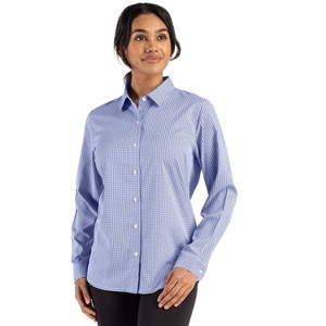 Cutter & Buck Skyline Epic Confidence Recycled Gingham Womens Long Sleeve Dress Shirt - 1 of 2