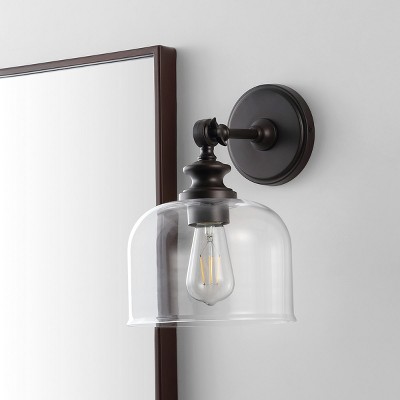 Victorian-Inspired Bronze Wall Sconce with Clear Glass Shade, Set of 2