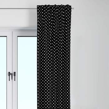 Bacati - Pin Dots White/black Cotton Printed Single Window Curtain Panel