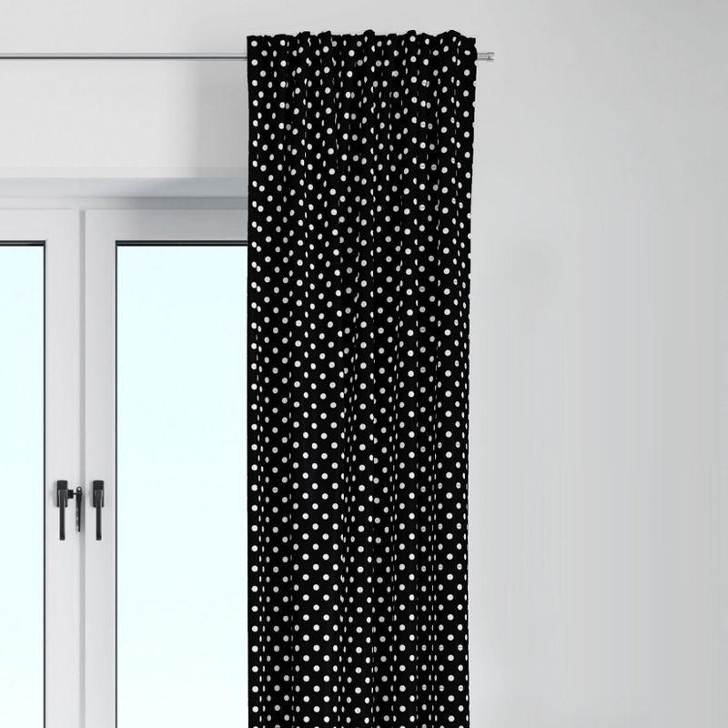 Bacati - Pin Dots White/black Cotton Printed Single Window Curtain Panel, 1 of 5