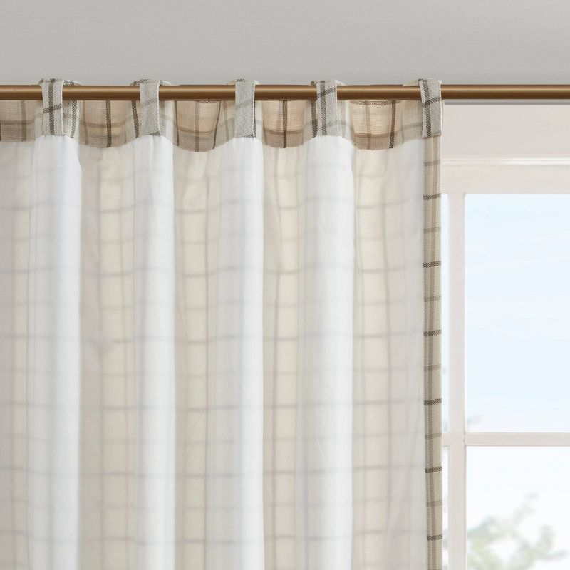 Preston Plaid Rod Pocket and Back Tab Room Darkening Curtain Panel with Fleece Lining, 4 of 11