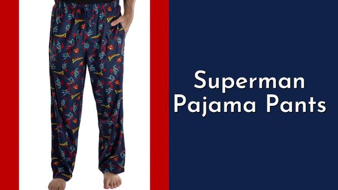 DC Comics Mens Superman All Over Print Loungewear Pajama Pants Blue, 2 of 5, play video