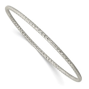 Chisel Stainless Steel Polished and Textured 2mm Slip on Bangle - 1 of 4