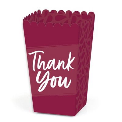 Big Dot of Happiness Burgundy Elegantly Simple - Guest Party Favor Popcorn Treat Boxes - Set of 12