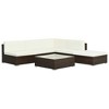 vidaXL Scandinavian Style Poly Rattan Patio Lounge Set, 6-Piece with Weather-Resistant Cushions and Glass Coffee Table, Easy Assembly, Brown and Cream - 2 of 4