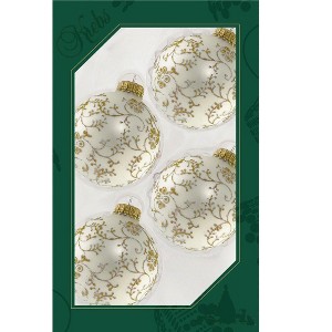 Glass Christmas Tree Ornaments - 67mm/2.63" [4 Pieces] Decorated Balls from Christmas by Krebs Seamless Hanging Holiday Decor - 1 of 4