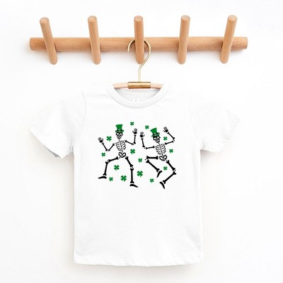 The Juniper Shop Shamrocks And Dancing Skeletons Toddler Short Sleeve Tee