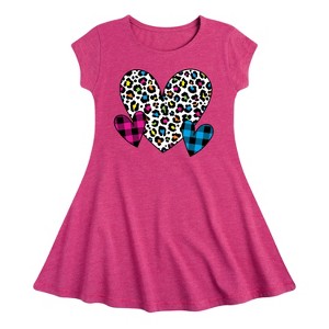 Girls' - Instant Message - Patterned Hearts Fit & Flair Cap Sleeve Graphic Dress - 1 of 4
