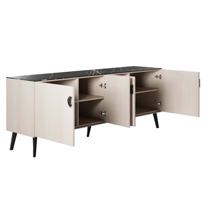 Haley 78.7" Black and White Mid-Century Modern Sideboard