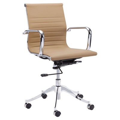 Tyler 22" Modern Faux Leather and Stainless Steel Office Chair in Tan - Brant House