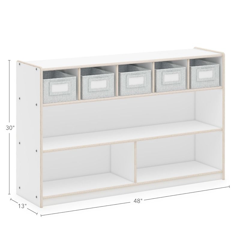 Guidecraft EdQ Shelves and 5 Bin Storage Unit 30": Wooden Classroom Bookshelf with Cubbies for Kids' Books, Toys and School Supplies, 4 of 5