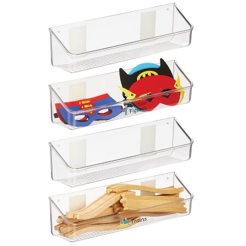 Mdesign Plastic Adhesive, Wall Mount Toy Storage Tray + 24 Labels, 4 ...