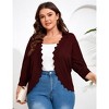 Womens 3/4 Sleeve Knit Cardigan Casual Scallop Hemline Open-Front Shrug Sweaters - 2 of 4