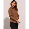 Allegra K Women's Faux Suede Stretch Casual Button Down Long Sleeve Shirt - 4 of 4