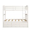 PAGED Modern Wooden Bunk Bed Loft Bed, Twin over Full Bed Frame with Storage Stairs and Guardrail for Kids, Teens, Adults - 3 of 4