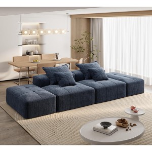 Oversized 141.73" Sparkling Chenille Tufted Modular Sectional Sofa with 4 Pillows, No Assembly and 4 PCS DIY Combination - 1 of 4