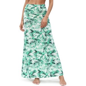Women's Stylish Spandex Flare Maxi Skirt - Comfy Fold-Over Design Long Skirt for Effortless Style #20 - 1 of 4