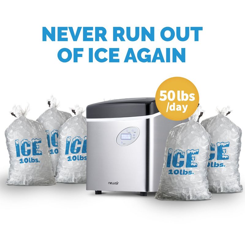 Newair Countertop Ice Maker, 50 lbs. of Ice a Day, 3 Ice Sizes and Easy to Clean BPA-Free Parts, 3 of 11