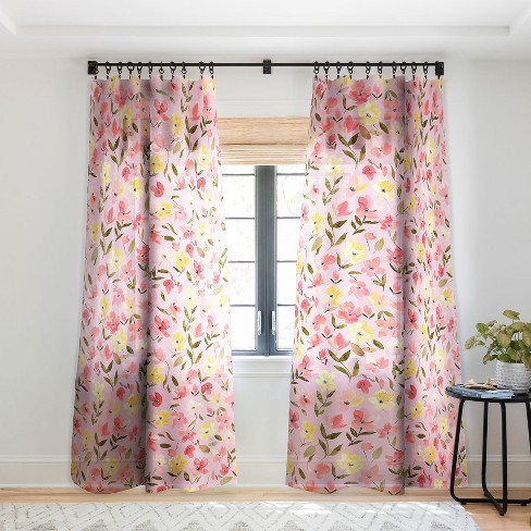 Ninola Design Fresh Flowers Pink Single Panel Sheer Window Curtain ...