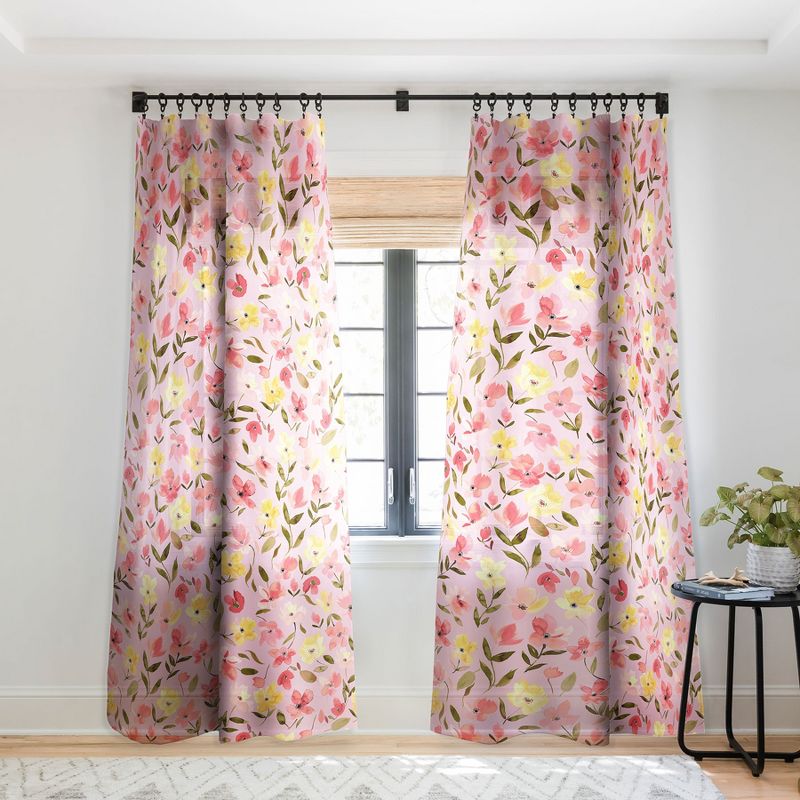 Ninola Design Fresh flowers Pink Single Panel Sheer Window Curtain - Deny Designs, 1 of 7