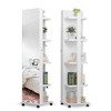 Vlsrka 360° Rotating LED Jewelry Armoire, Side Pull Mirror, Dimmable, Large Floor Organizer with 4 Rollers & Shelves - 2 of 4