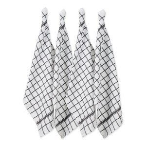 Design Imports  Terry Windowpane Dishtowel Set 4 Piece, 16X26", Mineral Gray - 1 of 4