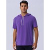 INSPIRE CHIC Men's Casual Short Sleeve Solid Color Drawstring Hooded T Shirts - 2 of 4