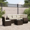 vidaXL 6 Piece Patio Sofa Set with Cushions Beige Poly Rattan - Brown and cream Without table - 2 of 4