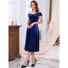 INSPIRE CHIC Women Off Shoulder Velvet High Waist Vintage A-Line Cocktail Evening Dress - 2 of 4
