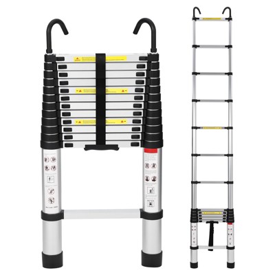 15.5FT Aluminum Telescoping Ladder, 330LB Capacity Collapsible Extension Ladder for Home RV Outdoor Work, Multi-Purpose Lightweight Portable Ladder