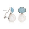 Ross-Simons 13.5-14mm Cultured Pearl and 10.00 ct. t.w. Aquamarine Earrings in Sterling Silver - 3 of 4
