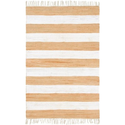 Handmade Beige and Brown Braided Rectangular Cotton Rug