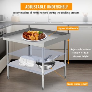 Stainless Steel  Commercial Work Table, Adjustable Height Legs, 2" Edge Baffle for Restaurant Kitchen Hotel Home - 1 of 4