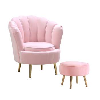 Second Story Home Alana Seashell Chair and Stool for Children - Pink