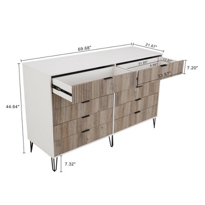 White and Grey Double Dresser with Soft Close Drawers
