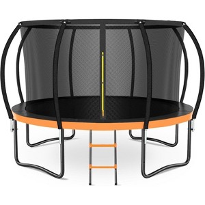 Zevemomo 14FT Trampoline with Safety Enclosure Net, Ladder, ASTM Approved. Outdoor Pumpkin Trampoline for Kids and Adults, Coated Metal Frame,orange - 1 of 4