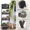 UNHO Freestanding Rustic Chalkboard Display Rack Planter Stand Fold Sign Board with 3 Tiers Storage Shelves for Outdoor Garden Advertisement - 4 of 4