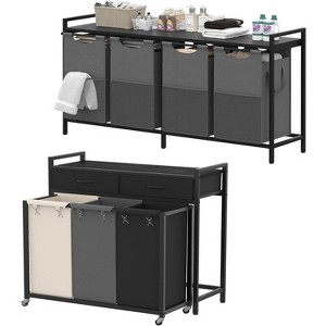 Heybly Laundry Hampers, 126L Laundry Basket with 3 Section Pull-Out Rolling Bags - 1 of 3