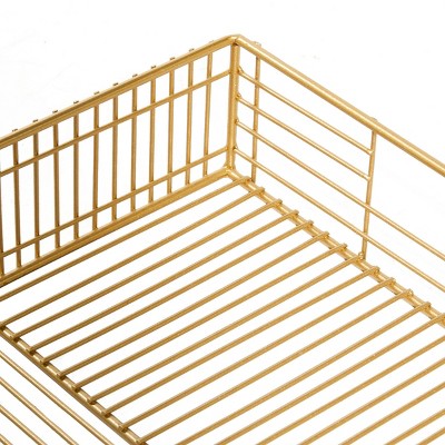 Gold Rectangular Metal Wire Tray Set of 2