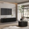 POVISON 71" Modern Minimalist Wood TV Stand, Slatted Entertainment Center,Media Console, Black TV Console, Fully-Assembled, Perfect for 65-inch TVs - 3 of 4