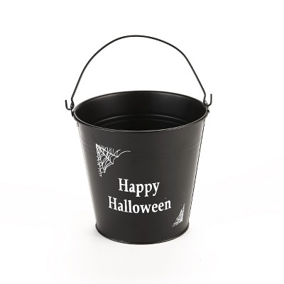 Lakeside Happy Halloween Trick or Treaters Candy Bucket with Carrying Handle