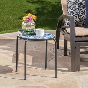 Maggift Patio End Tables, Stylish End Tables for Indoor and Outdoor Use, for Gardens, Backyard, Special Design, Multicolored, 15.25"*15.25"*17" - 1 of 4