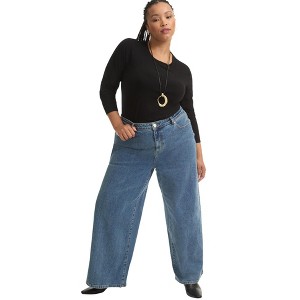 June + Vie by Roaman's Women's Plus Size Curvie-Fit High-Rise Jeans - 1 of 4