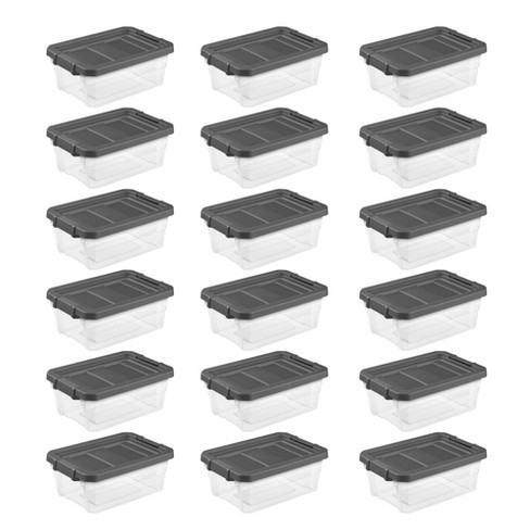 Sterilite 16 Quart Plastic Stacker Box, Lidded Storage Bin Container For  Home And Garage Organizing, Shoes, Tools, Clear Base & Gray Lid, 18-pack :  Target