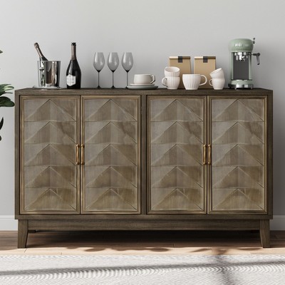 VYNXARIA Vintage Sideboard Buffet Cabinet with 4 doors offers ample storage, perfect for kitchens and dining areas.