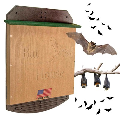 JCs Wildlife Poly Lumber Single Chamber Bat House - Holds up to 100 Bats, Easy for Bats to Land and Roost - Outdoor Bat Shelter - Weather Resistant
