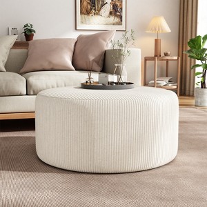 Lyngins Velvet Round Benches,Modern Upholstered Ottoman Bench for Living Room,Bedroom - 1 of 4
