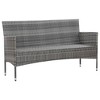 vidaXL 3-Seater Patio Sofa with Cushions Gray Poly Rattan - 3 of 4