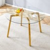FURNIinspire Dining Tables Modern Round Tempered Glass Table with Gold 7 Shaped Metal Legs for Dining Room and Office, Gold, 47.3"*47.3"*29.5" - 4 of 4